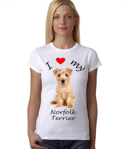 Dogs - I Heart My Norfolk Terrier on Womans Shirt